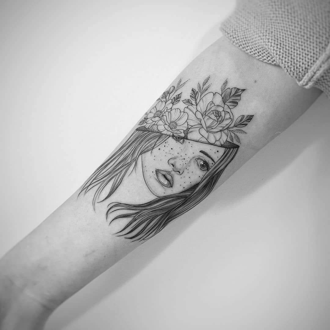 Female portrait with flowers